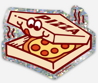 Pizza Box Sparkle Vinyl Sticker by EverythingSmells