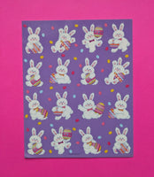 Vintage Amscan White Easter Bunny With Eggs Sticker Sheet