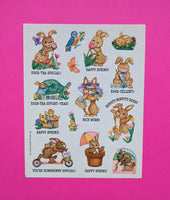 Vintage Hallmark Bunny Activities Sticker Sheet