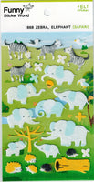 Fuzzy Elephant & Zebra Stickers by Funny Sticker World