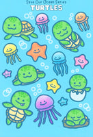 Turtles & Jellyfish Stickers
