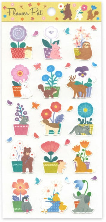 Flower Pot Animals Paper Stickers *NEW!