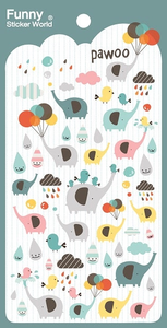 Pawoo Rainy Day Elephant Gel Stickers