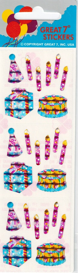 Prismatic Birthday Party Vintage Stickers