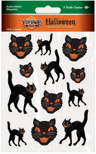 Retro Black Cats Halloween Stickers