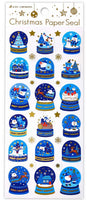 Blue Snow Globe Christmas Stickers with Gold Accents