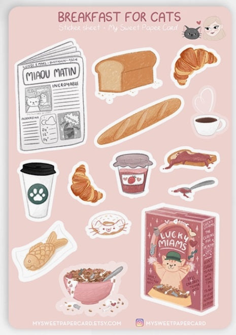 Breakfast For Cats Stickers *NEW!