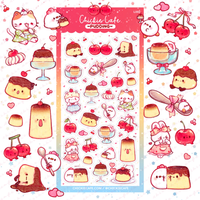 Cherry Pudding Stickers by Chickie Cafe *NEW!
