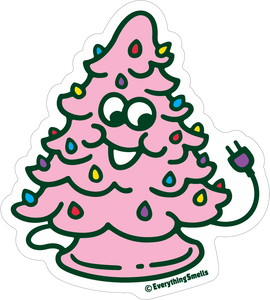 Sparkly Pink Ceramic Christmas Tree Vinyl Sticker by EverythingSmells *NEW!