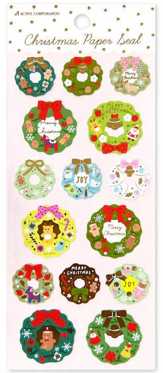 Christmas Wreath Stickers with Gold Accents *NEW!