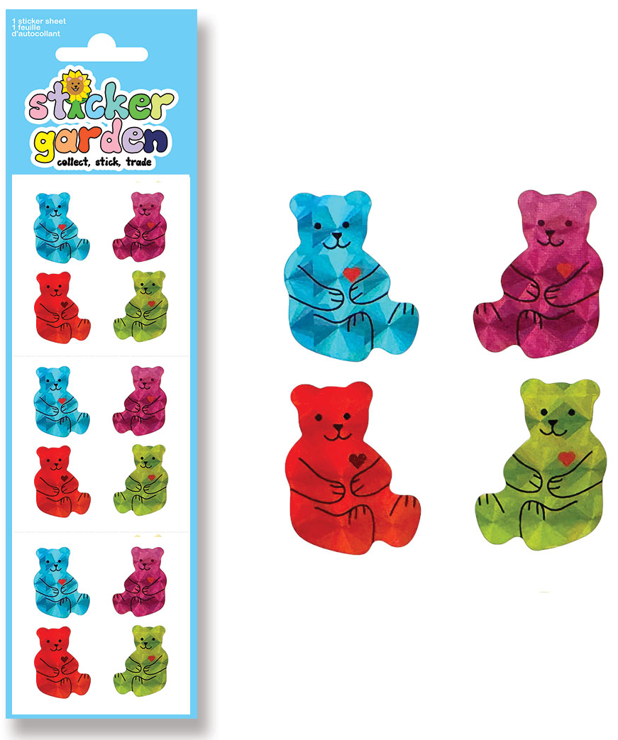 Prismatic Retro Colorful Bear Stickers by Sticker Garden *NEW!