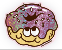 Sparkly Pink Frosted Donut Vinyl Sticker by EverythingSmells *NEW!