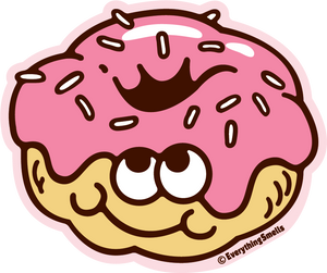 Sparkly Pink Frosted Donut Vinyl Sticker by EverythingSmells *NEW!