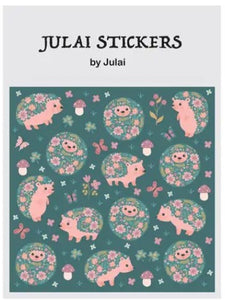 Floral Hedgehog Stickers by Julai *NEW!