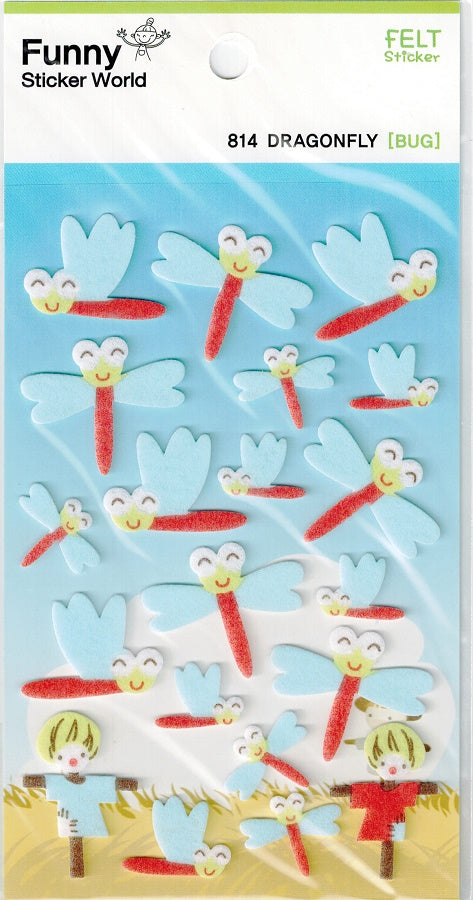 Fuzzy Dragonfly Stickers by Funny Sticker World