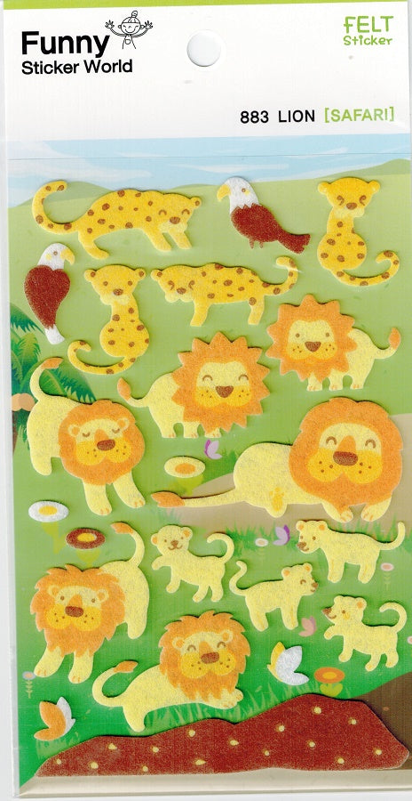 Fuzzy Lion & Cheetah Stickers by Funny Sticker World