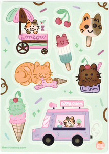 Ice Cream Party Cat Stickers