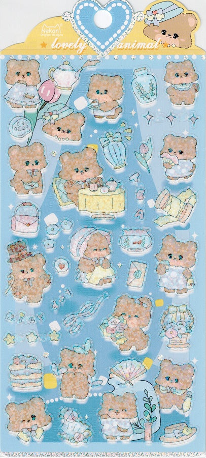 Date Night Bears Holographic Sparkle Stickers by Nekoni