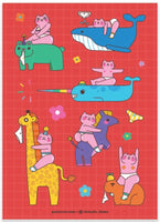 Panty Cat Animal Rides Stickers *NEW!