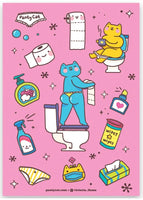 Panty Cat In The Bathroom Stickers