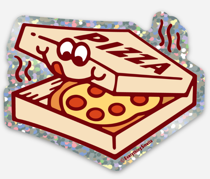 Pizza Box Sparkle Vinyl Sticker by EverythingSmells *NEW!