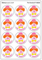 Cherry Clown Scratch 'n Sniff Retro Stinky Stickers *NEW!