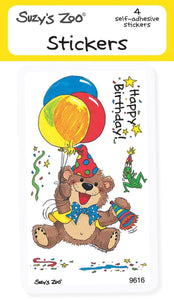 Happy Birthday Bear Stickers by Suzy's Zoo