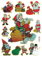 Santa & His List Gold Rimmed Sparkly Stickers