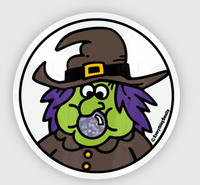 Sparkly Blowing Bubble Witch Vinyl Sticker by EverythingSmells *NEW!