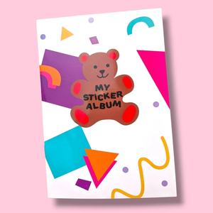 Retro Teddy Bear Blank Sticker Book - White