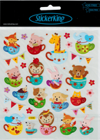 Glitter Teacup Animal Stickers by Sticker King