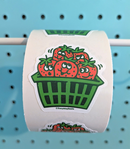Strawberry Basket Sticker From The Roll *NEW!