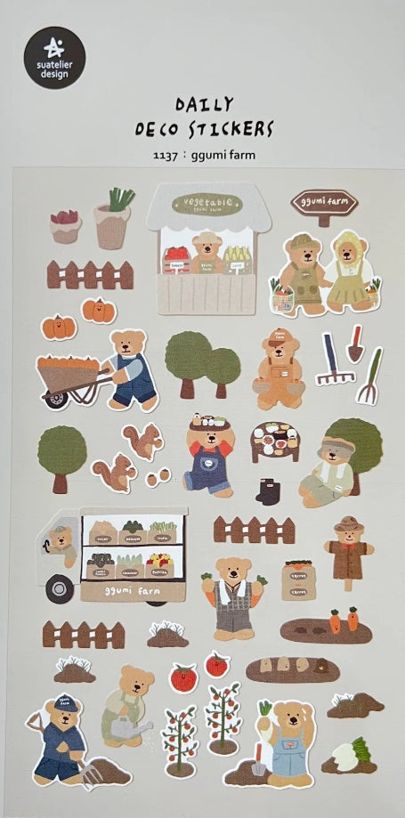 Little Bear Has A Farm Stickers by Suatelier *NEW!
