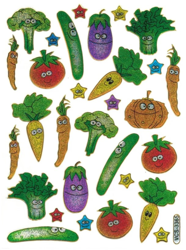 Happy Vegetables Sparkly Stickers *NEW!