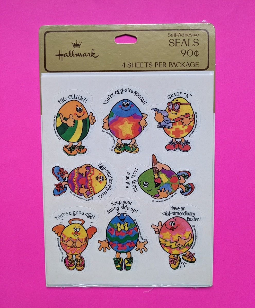 Vintage Hallmark Easter Egg People Sticker Sheet