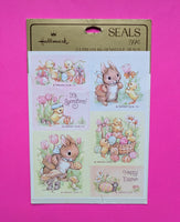 Vintage Hallmark Pastel Easter Bunnies & Chics Sticker Sheet