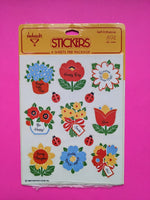Vintage Hallmark Flowers & Ladybugs Sticker Sheet
