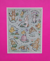 Vintage Hallmark Bunnies & Chicks Motivational Sticker Sheet