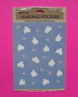 Vintage Hallmark Embossed White Bunnies Sticker Sheet