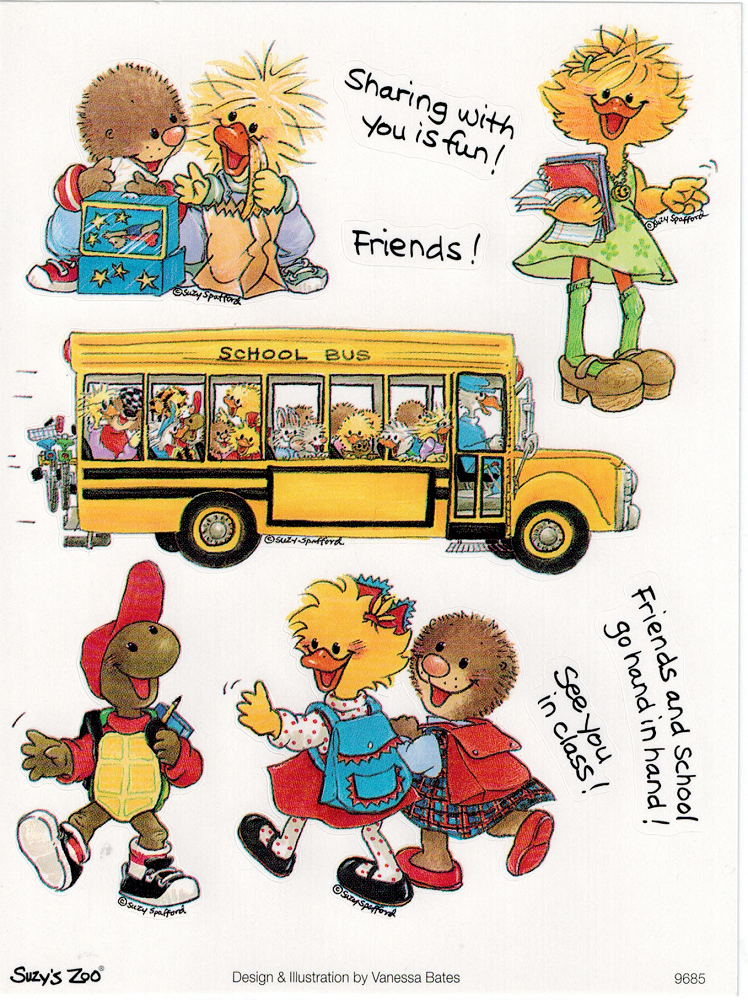 Vintage Suzy's Zoo School Day Sticker Sheet