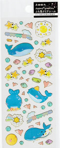 Blue Whale Takes the Train to Nightville Stickers with gold accents *NEW!