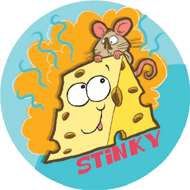 Smelly Cheese Dr. Stinky Scratch -N-Sniff Stickers (2 sheets)