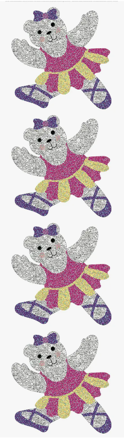Large Ballerina Bears Prismatic Stickers by Hambly