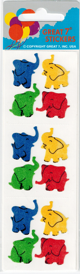 Fuzzy Elephants Vintage Stickers