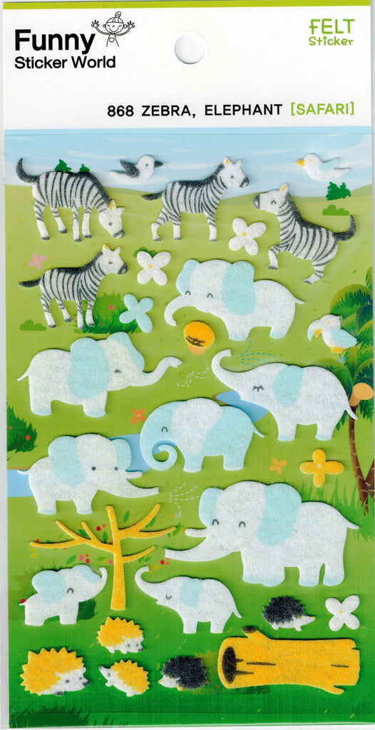 Fuzzy Elephant & Zebra Stickers by Funny Sticker World