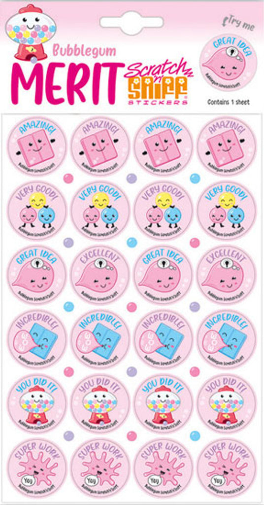 Bubble Gum Merit Scratch 'n' Sniff Stickers