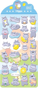 Lemon Loving Hippos Puffy Stickers by Nekoni