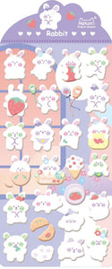 Strawberry Loving Bunnies Puffy Stickers by Nekoni