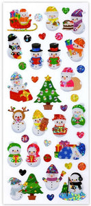 Snowmen at Christmas Drop Stickers