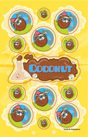 Coconut Dr. Stinky Scratch -N-Sniff Stickers (2 sheets)